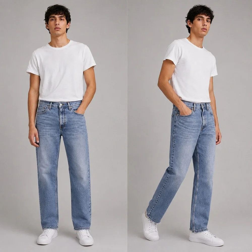 Levis 550 Relaxed Fit Tapered Leg Light Wash Denim High Rise Jeans Mens 33x32